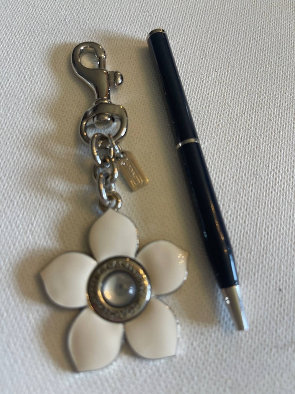 COACH White Enamel Flower Keychain Charm and Coach Pen - Picture 2 of 6